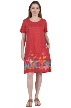 La Cera™ La Cera Vestido De Manga Corta Con Estampado Floral Y Mariposas