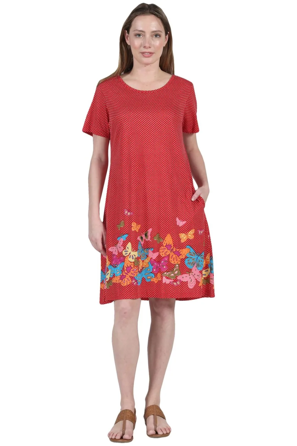 La Cera™ La Cera Vestido De Manga Corta Con Estampado Floral Y Mariposas