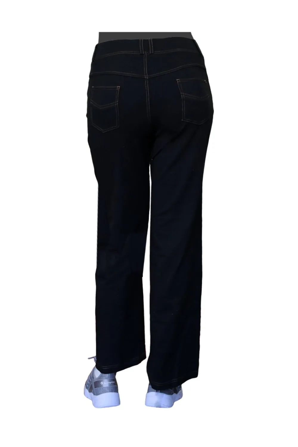 La Cera™ Pantalon De Pierna Ancha De Punto Elastico De Talla Grande La Cera