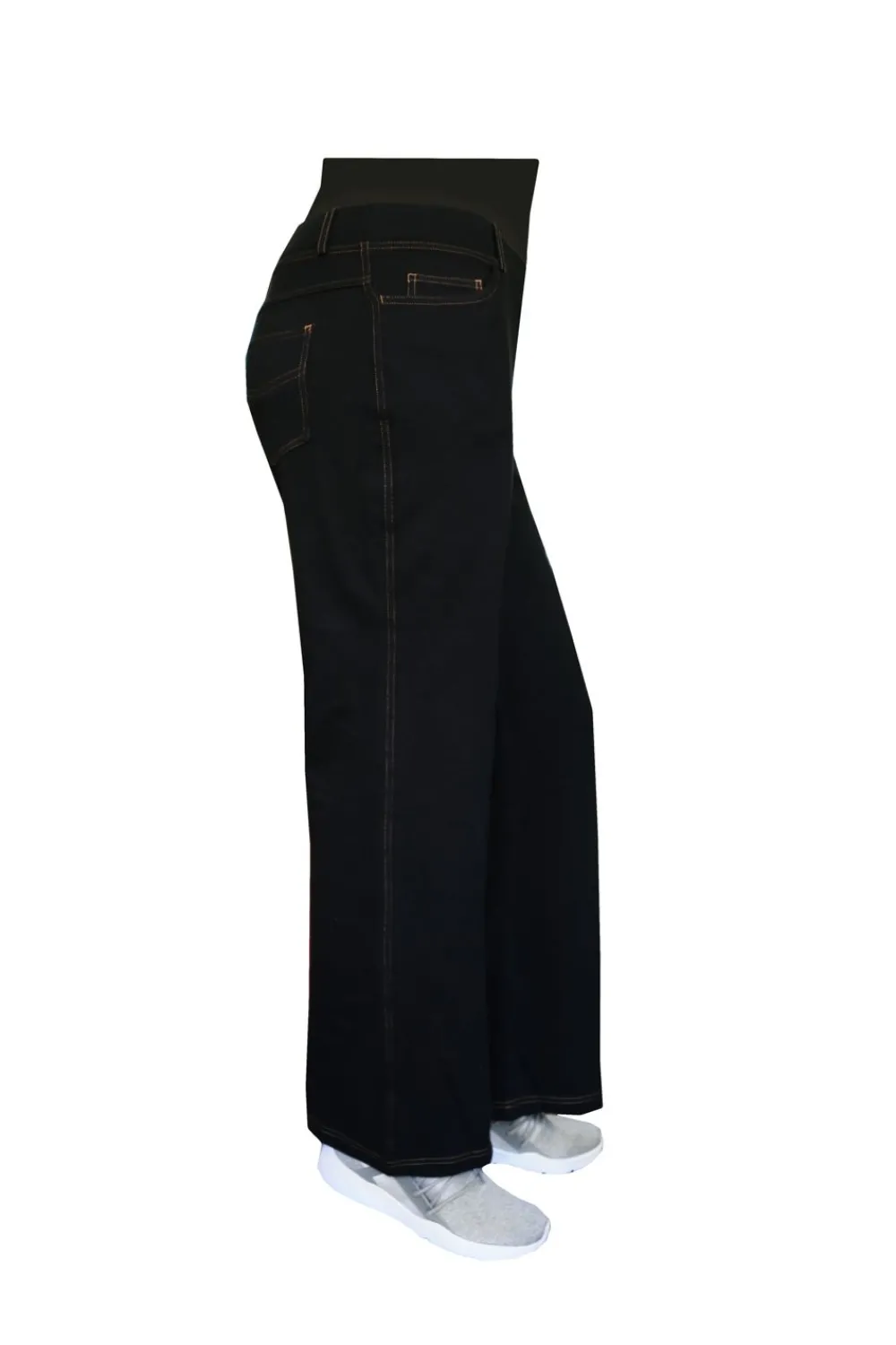 La Cera™ Pantalon De Pierna Ancha De Punto Elastico De Talla Grande La Cera