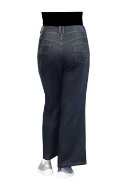 La Cera™ Pantalon De Pierna Ancha De Punto Elastico De Talla Grande La Cera