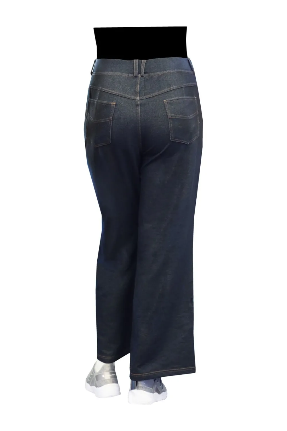 La Cera™ Pantalon De Pierna Ancha De Punto Elastico De Talla Grande La Cera