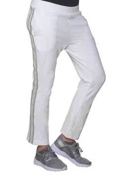 La Cera™ Pantalon De Rizo Frances Con Ribete De Rayas Tipo Esmoquin De Lurex