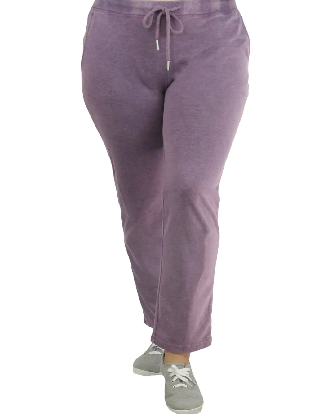 La Cera™ Pantalones Con Cordon De Felpa Francesa Jaspeados - Tallas Grandes