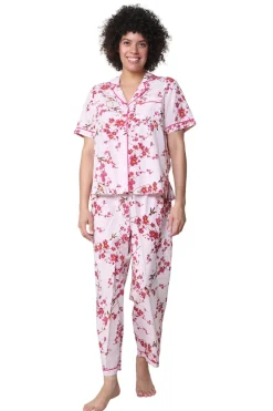 La Cera™ Pijama De Algodon Con Estampado Floral De Flor De Cerezo De La Cera
