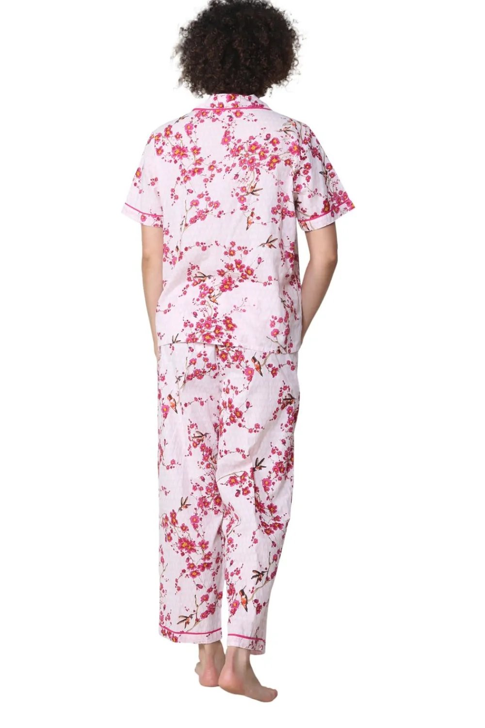 La Cera™ Pijama De Algodon Con Estampado Floral De Flor De Cerezo De La Cera