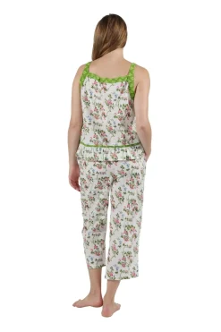 La Cera™ Pijama De Algodon Sin Mangas Con Rosas Trepadoras