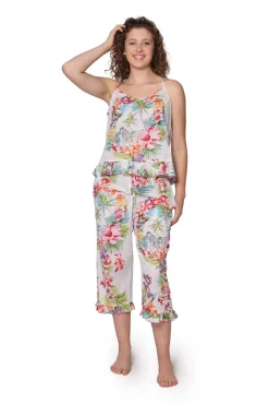 La Cera™ Pijama De Algodon Tropical Blanco