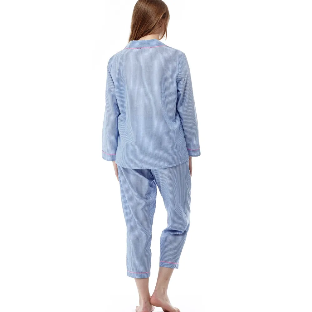 La Cera™ Pijamas De Talla Grande De Rayas Azules
