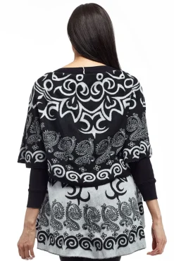 La Cera™ Poncho Tipo Chal Con Estampado De Remolinos De La Cera