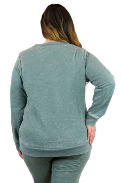 La Cera™ Sudadera De Rizo Frances Con Cuello Redondo Jaspeado De Talla Grande
