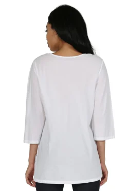 La Cera™ Top Bordado Con Print De Flores Blanco