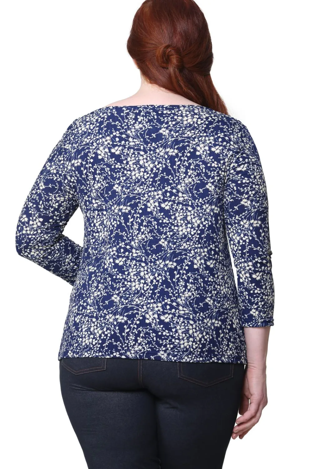 La Cera™ Top Con Cuello Vuelto Floral La Cera Lucerne De Talla Grande