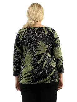 La Cera™ Top Con Cuello Vuelto Y Estampado De Palmeras La Cera Savannah De Tall