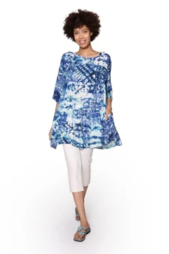 La Cera™ Top Con Vuelo Y Estampado De Batik Escalonado - Tallas Grandes