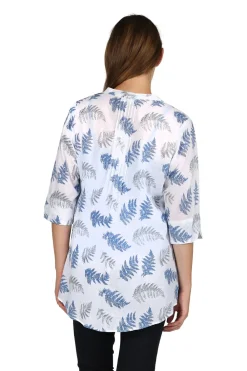 La Cera™ Top De Algodon Estampado Con Frente Plisado - Tallas Grandes