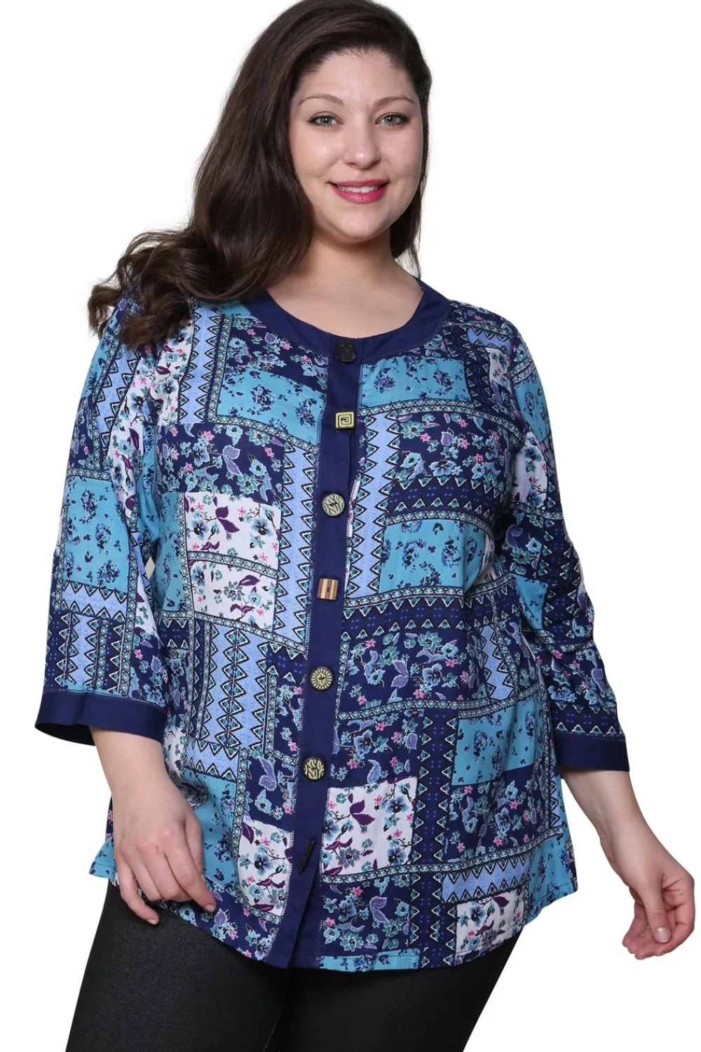 La Cera™ Top De Patchwork La Cera Talla Grande