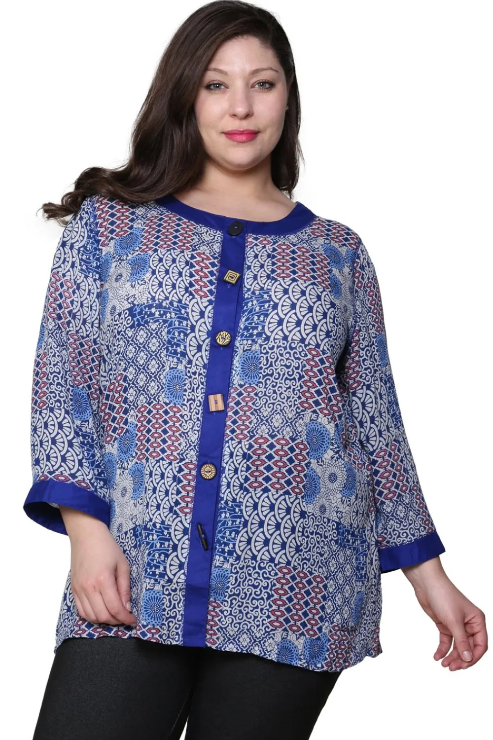 La Cera™ Top De Patchwork La Cera Talla Grande