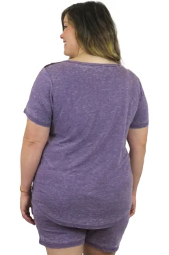 La Cera™ Top De Punto Con Cuello En V Suave Y Flexible De Talla Grande