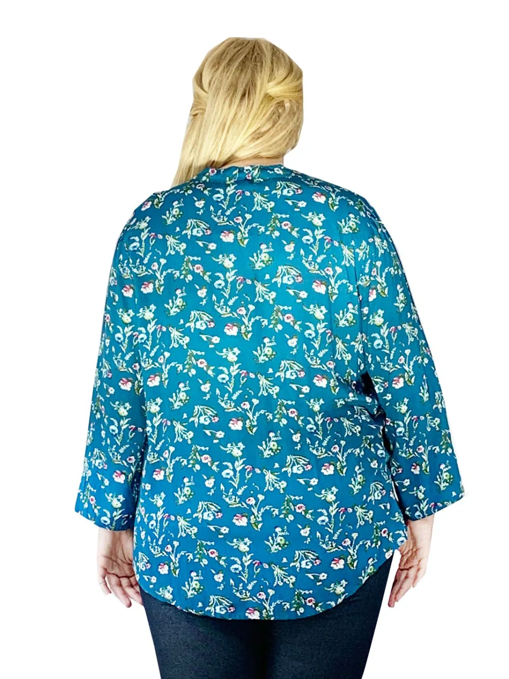 La Cera™ Top De Rayon Estampado Con Frente Plisado - Tallas Grandes