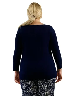 La Cera™ Top Liso Con Cuello Vuelto La Cera De Talla Grande