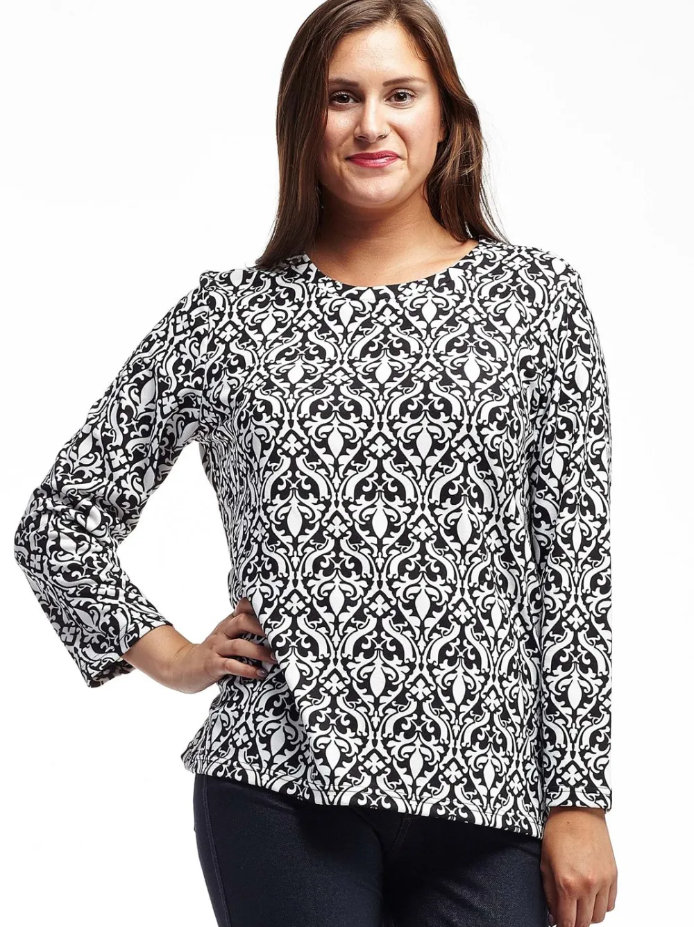 La Cera™ Top Tipo Jersey Con Estampado Barroco La Cera