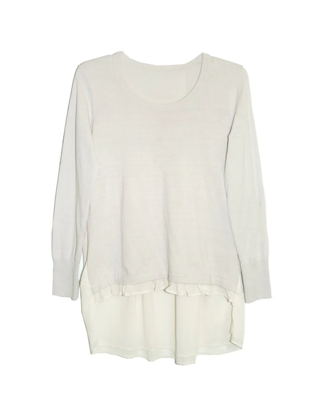 La Cera™ Top Tipo Sueter Con Cuello Redondo Y Espalda De Georgette La Cera Tall
