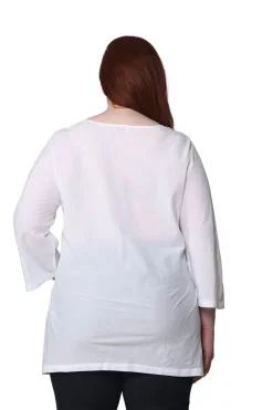 La Cera™ Tunica Con Cuello En V Y Bordado Completo De Talla Grande La Cera