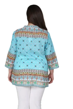 La Cera™ Tunica Con Estampado De Borde De Mosaico De Talla Grande