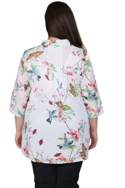 La Cera™ Tunica Con Estampado De Colibri/Mariposa De Talla Grande