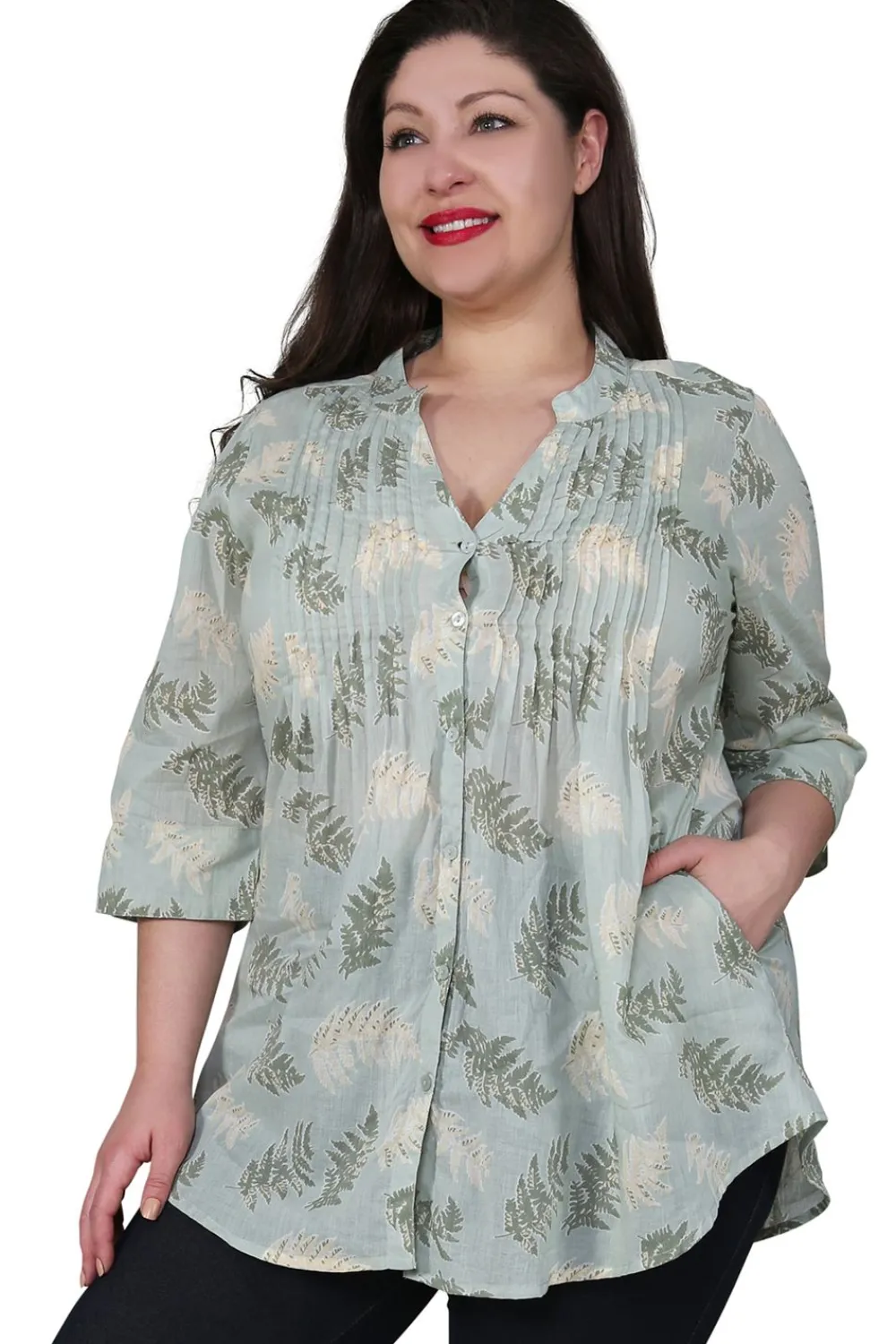 La Cera™ Tunica Con Estampado De Helecho De Talla Grande