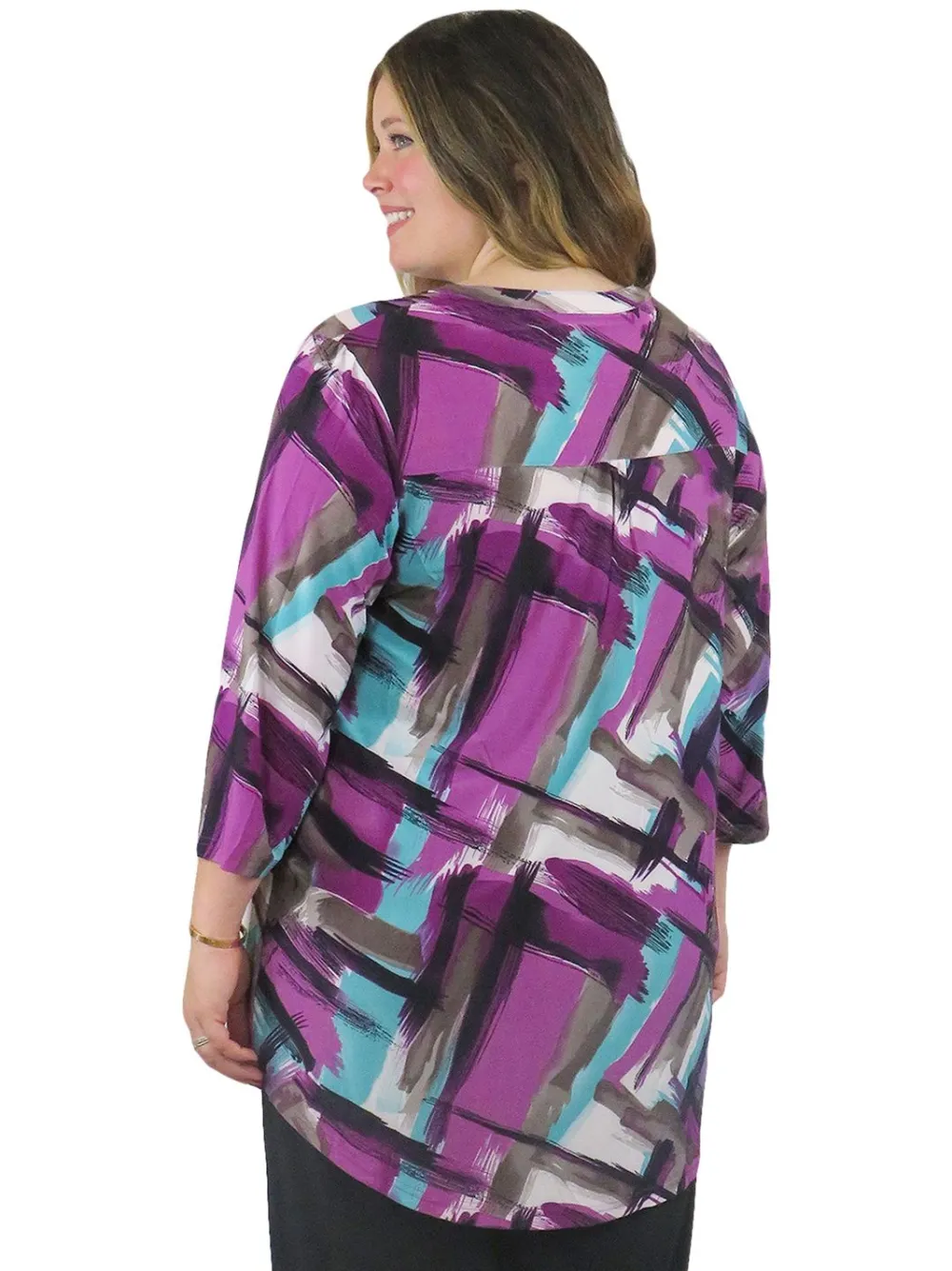 La Cera™ Tunica Con Estampado Geometrico Y Frente Plisado La Cera - Tallas Gran