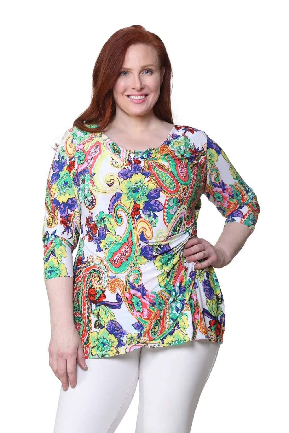 La Cera™ Tunica Cruzada Con Estampado De Cachemira - Talla Grande
