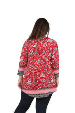 La Cera™ Tunica Estampada Con Frente Plisado Y Estampado De Borde La Cera De Ta