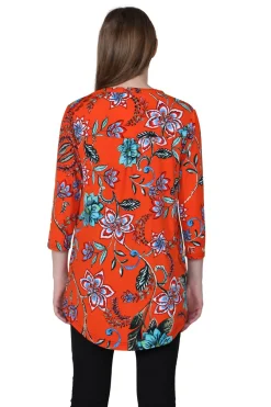 La Cera™ Tunica Mandarin Estampado Floral La Cera
