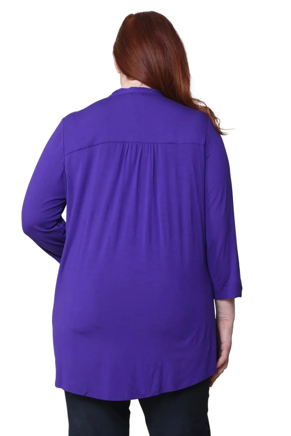 La Cera™ Tunica Solida De Rayon Con Frente Plisado De Talla Grande La Cera