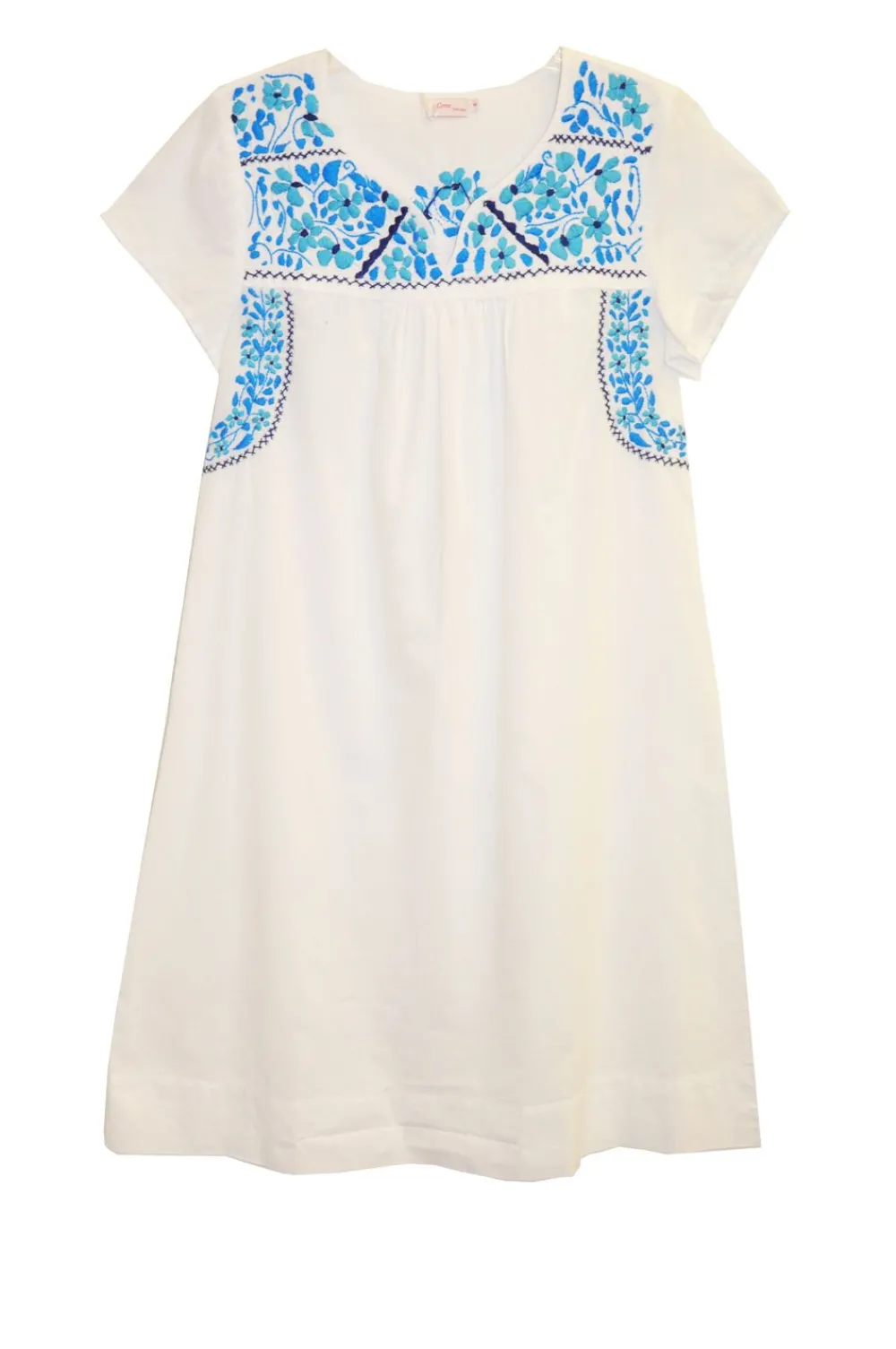La Cera™ Vestido Bordado Con Manga Japonesa 100% Algodon