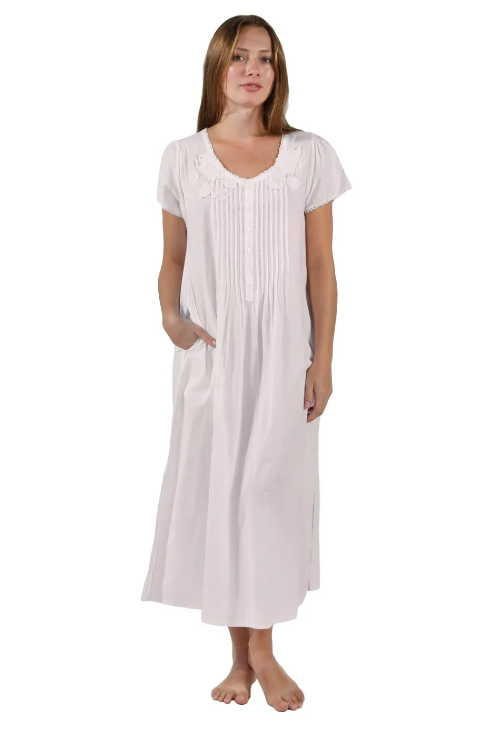 La Cera™ Vestido Con Apliques De Encaje 100% Algodon La Cera