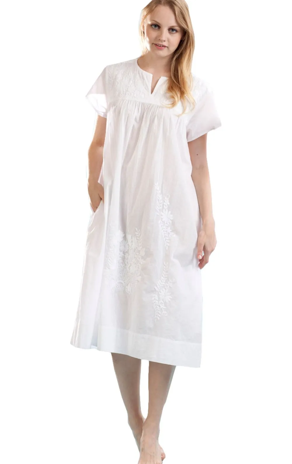 La Cera™ Vestido Con Bordado Y Mangas Japonesas De La Cera