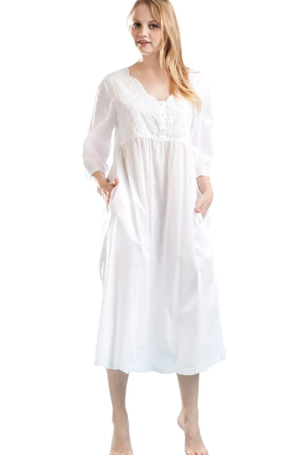 La Cera™ Vestido Con Botones Bordados En La Parte Delantera De La Cera