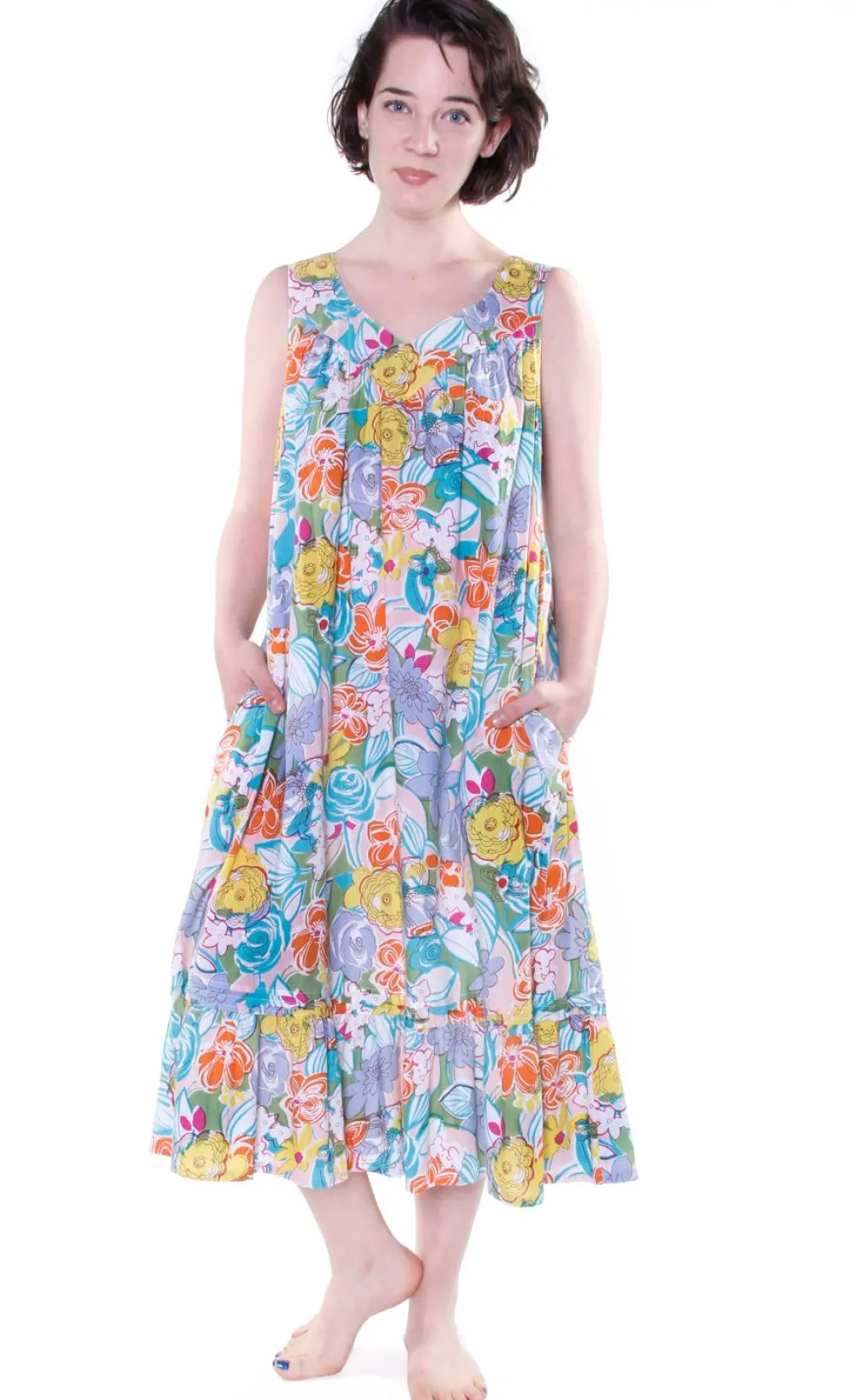 La Cera™ Vestido Con Cuello Redondo Y Estampado De Cachemira Con Bolsillos