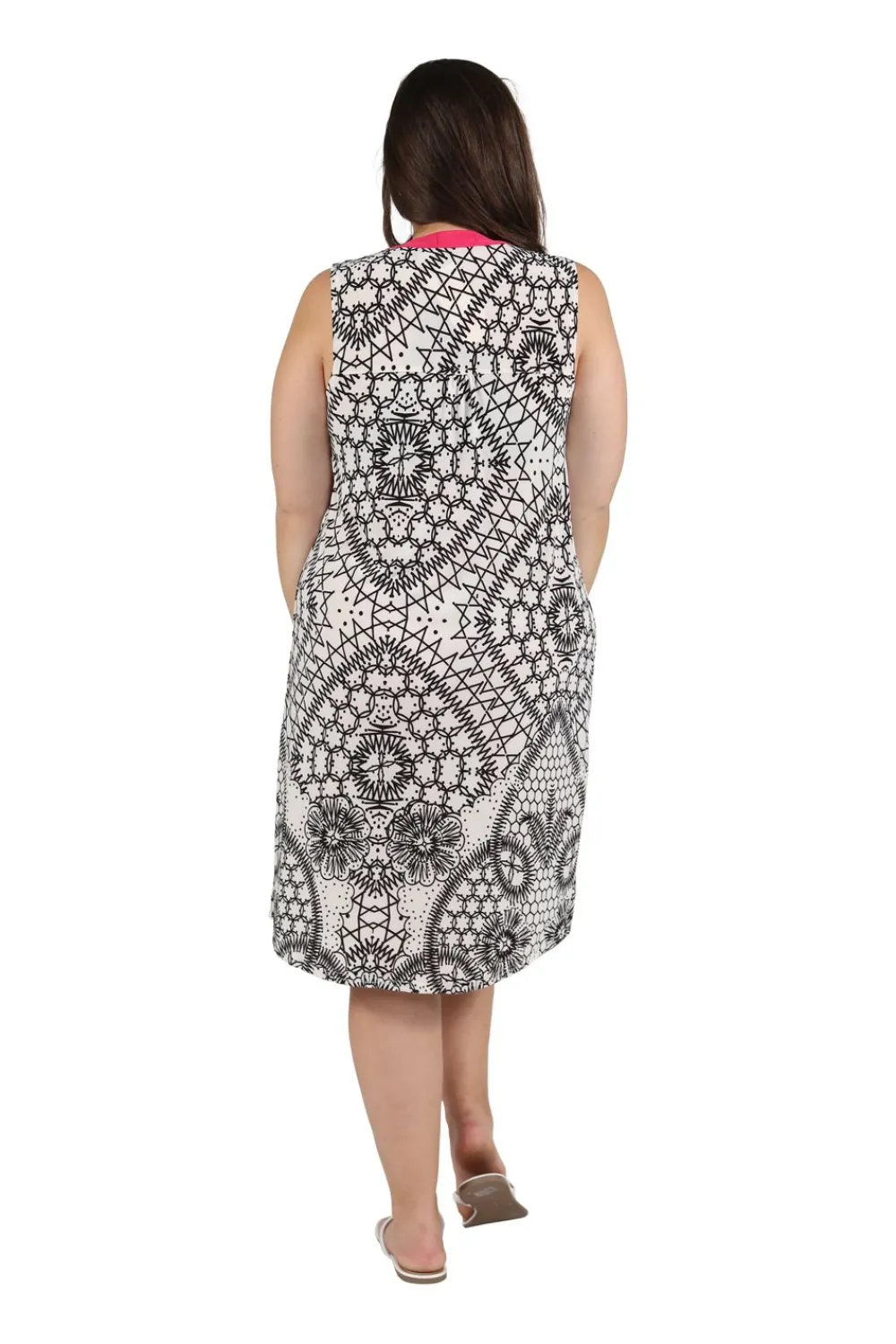 La Cera™ Vestido Con Estampado Abstracto Sin Mangas Y Frente Plisado - Tallas G