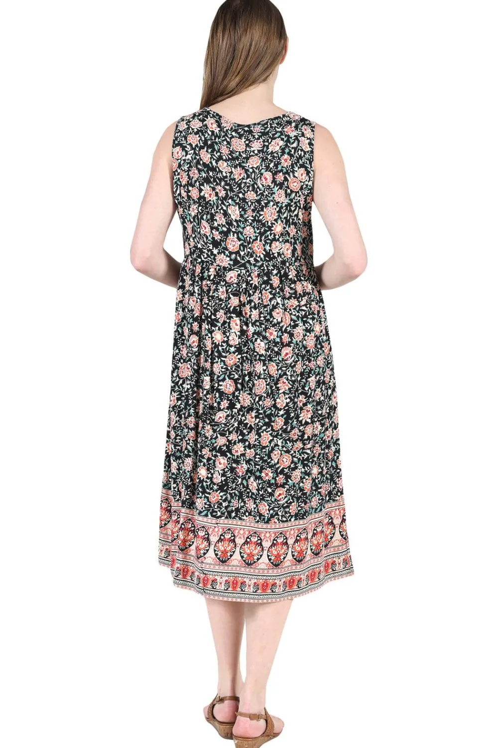 La Cera™ Vestido Con Estampado De Borde De Cintura Imperio Y Escote En V