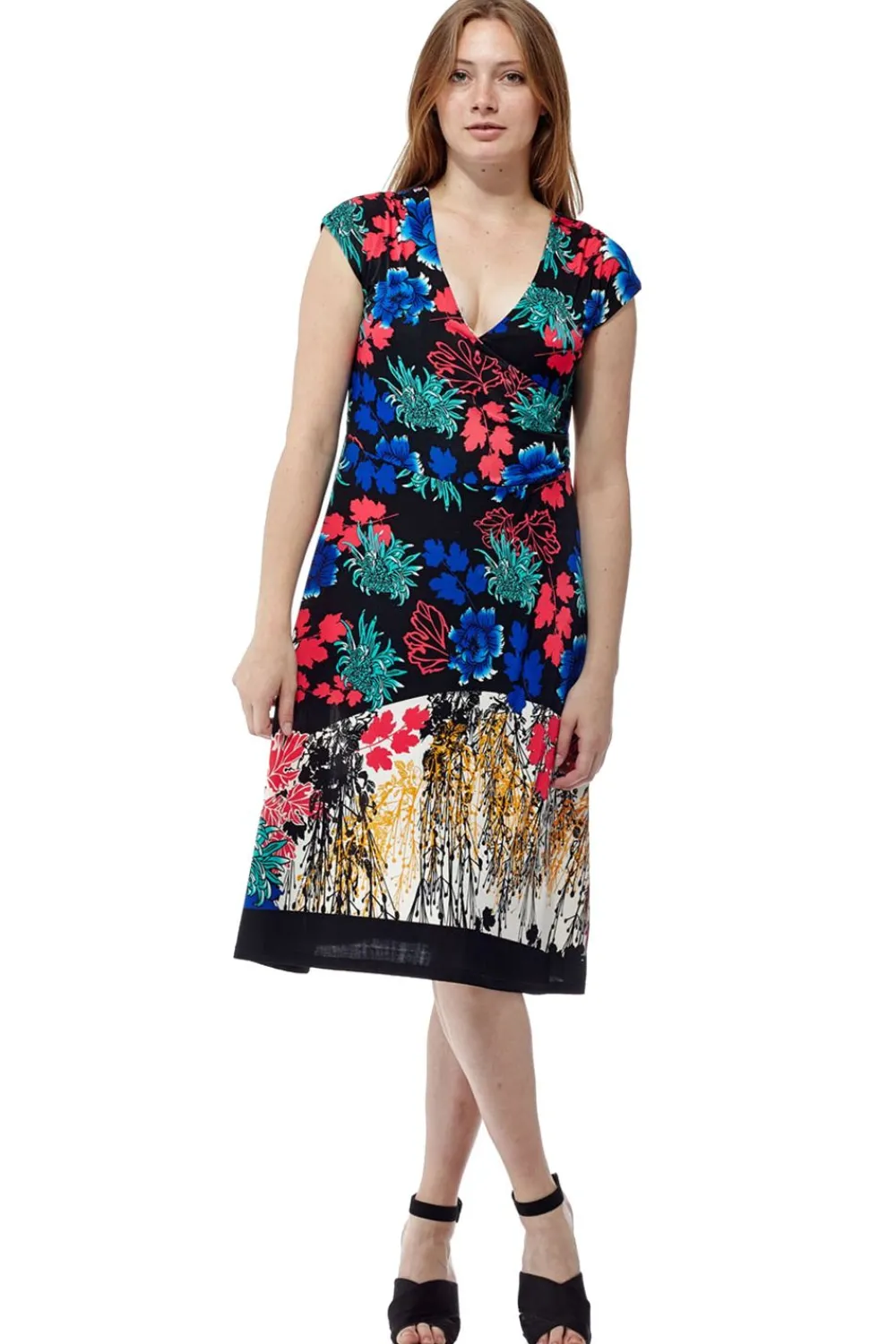 La Cera™ Vestido Con Parte Delantera Cruzada Y Estampado Ple De La Cera