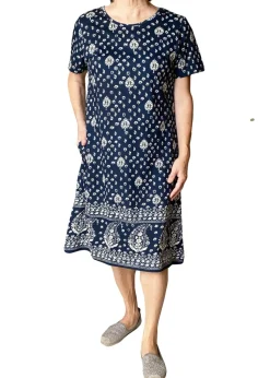 La Cera™ Vestido Corto De Punto De Algodon De Manga Corta