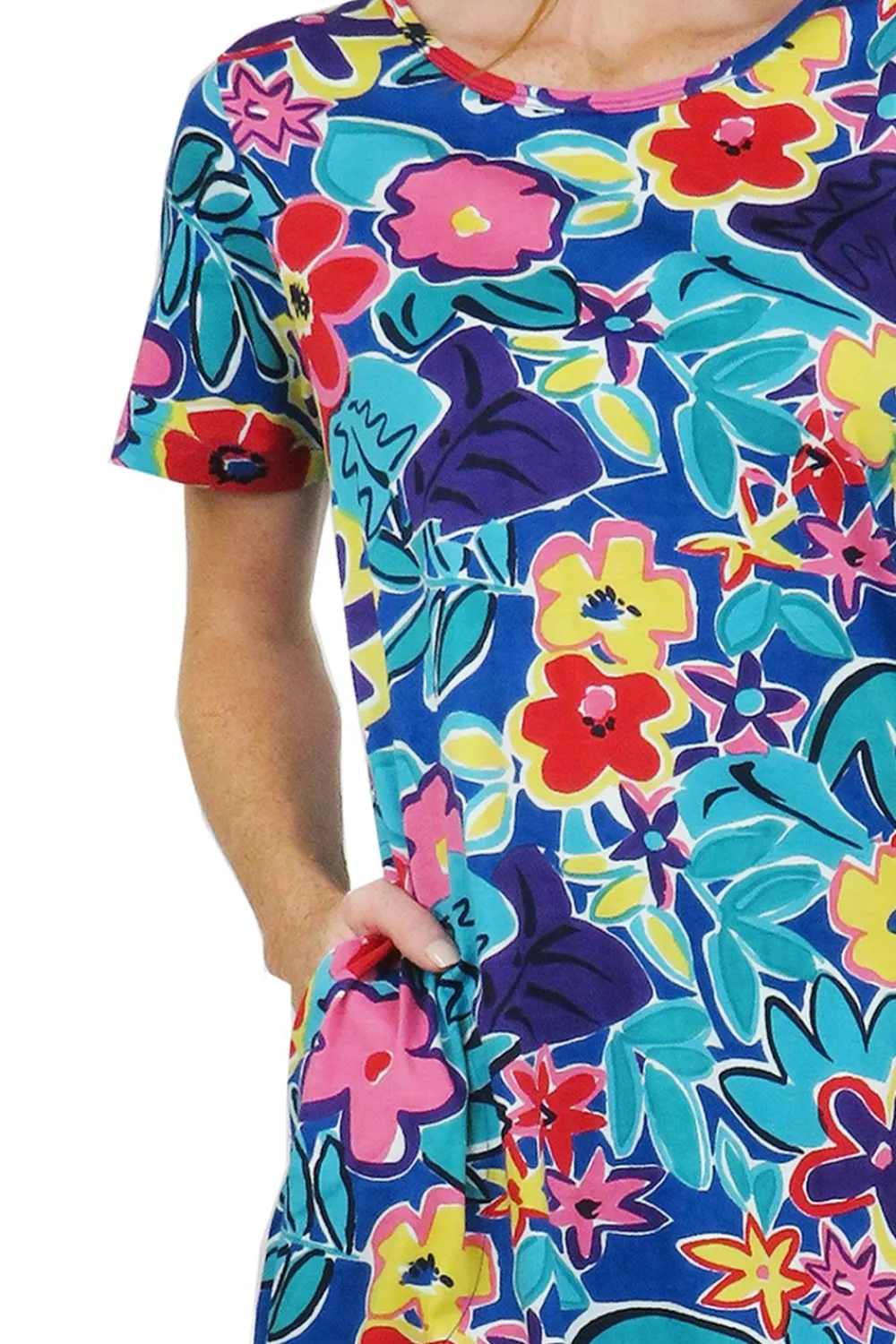 La Cera™ Vestido Corto De Punto De Algodon De Manga Corta