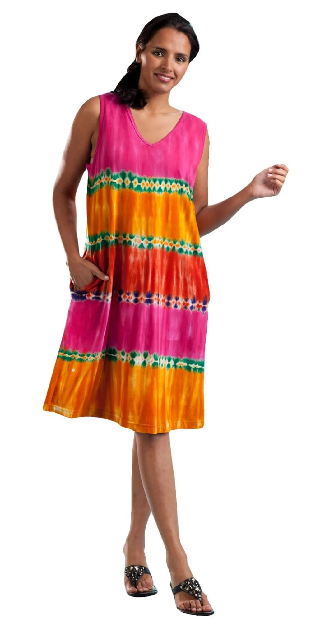 La Cera™ Vestido Corto Sin Mangas Tie-Dye La Cera