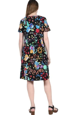 La Cera™ Vestido De Algodon Con Estampado Floral Abstracto La Cera