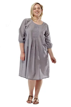 La Cera™ Vestido De Cambray Con Parte Delantera Plisada De Talla Grande La Cera