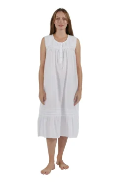 La Cera™ Vestido De Cuello Redondo Bordado 100% Algodon